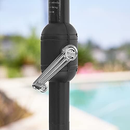 15Ft Patio Umbrella with Base & Crank, UV Sun Protection �C Red