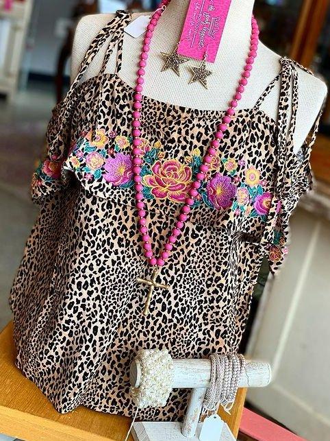 Leopard Vintage Sleeveless Shirts & Tops