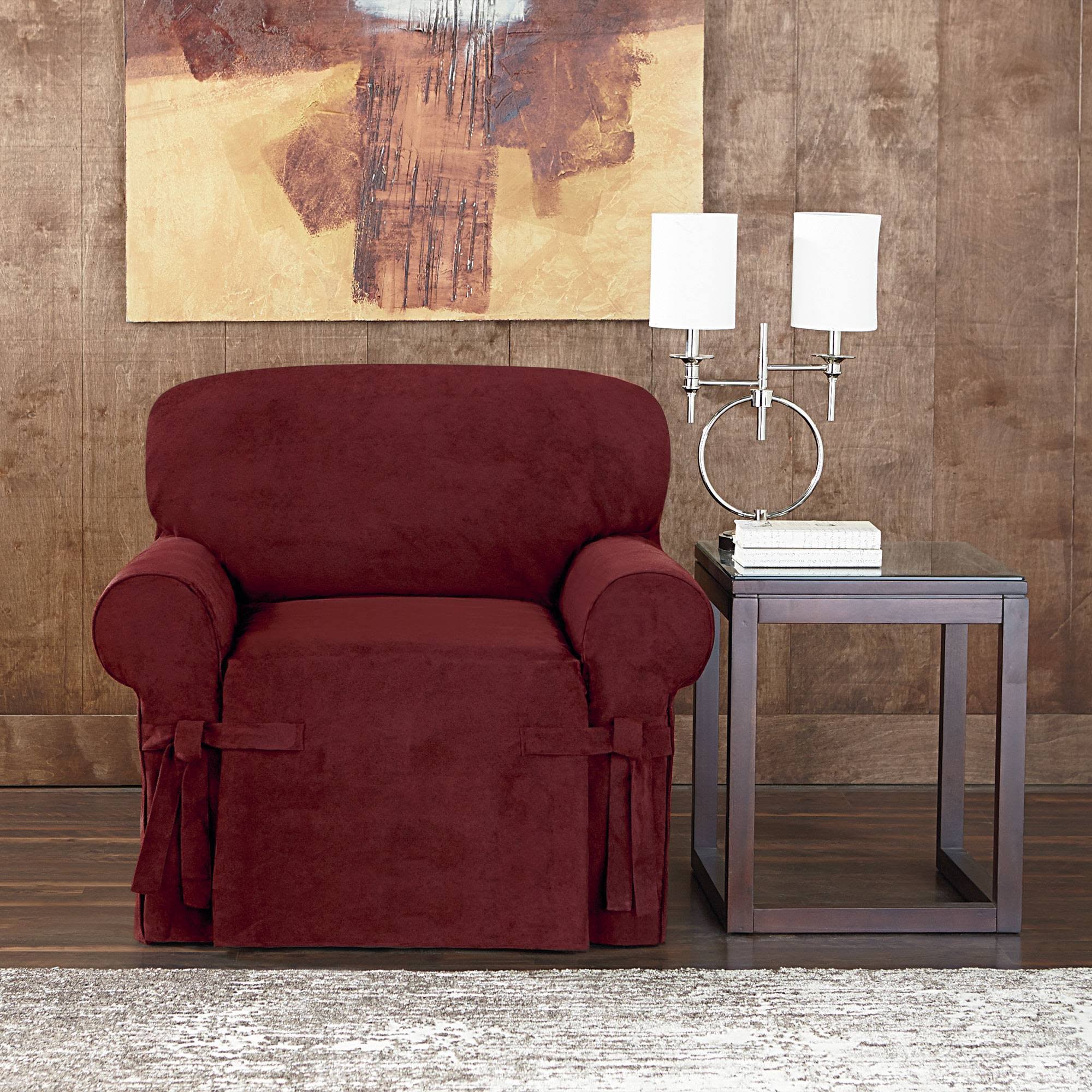 Suede Twill Chair Slipcover Red - Sure Fit