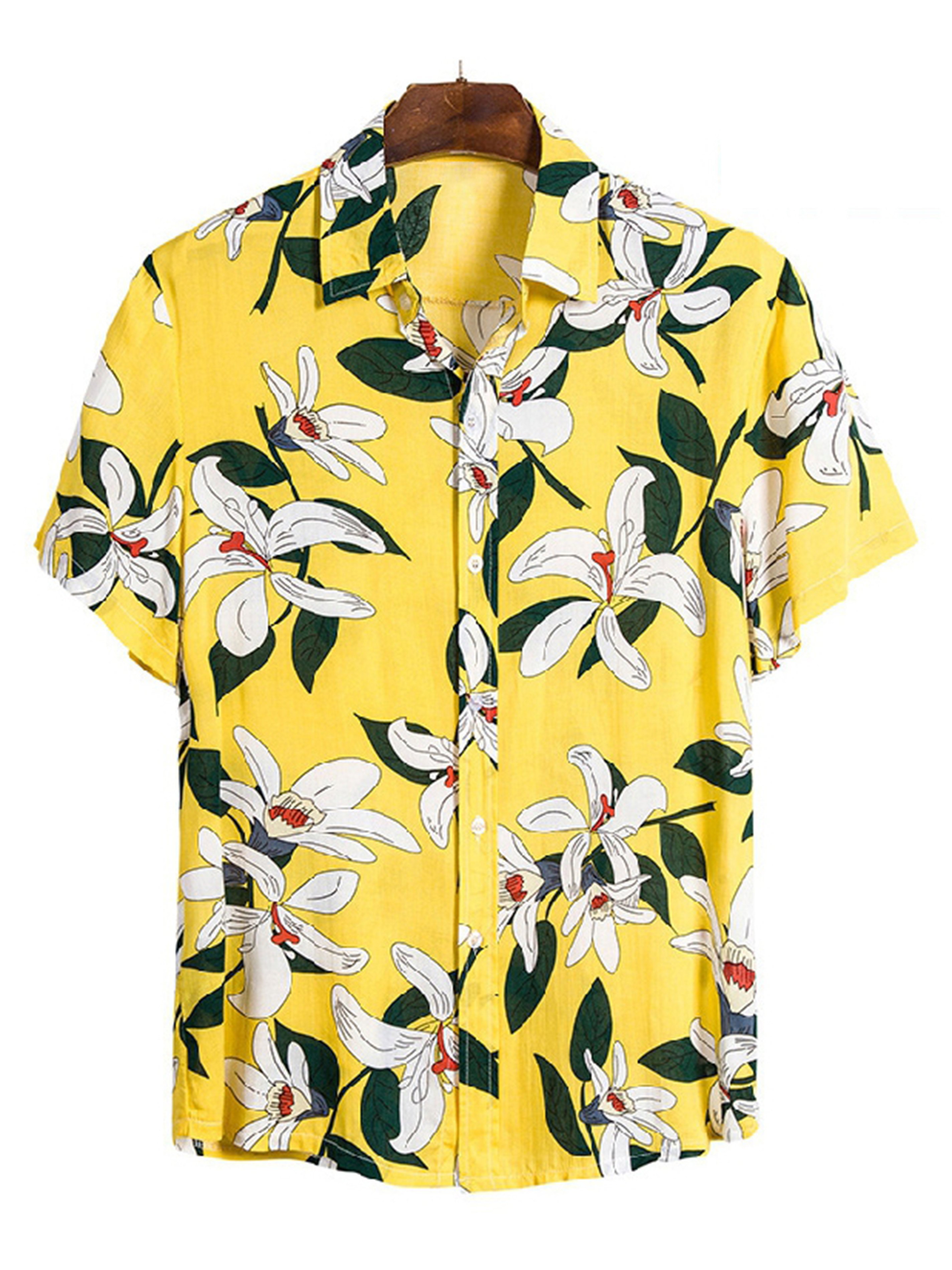 Men's Retro Floral Print Short Sleeve Shirt