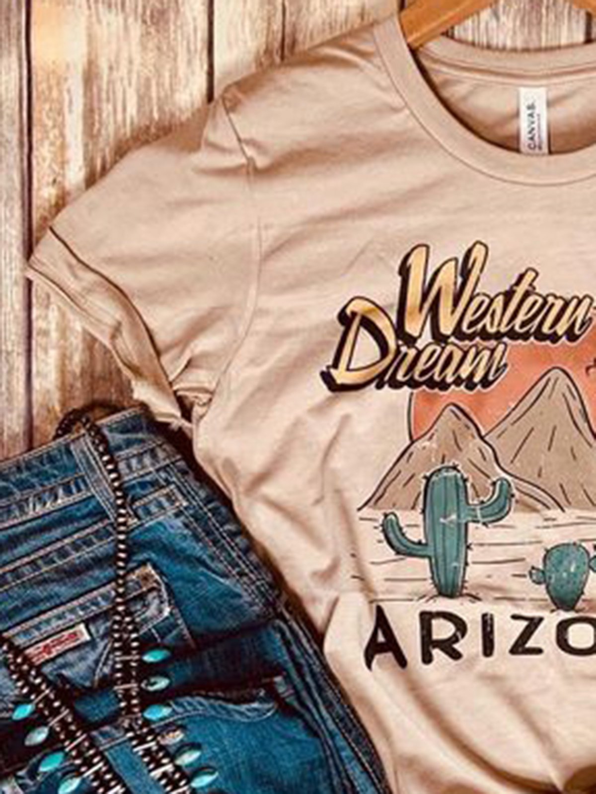 Apricot Short Sleeve Printed Shirts & Tops