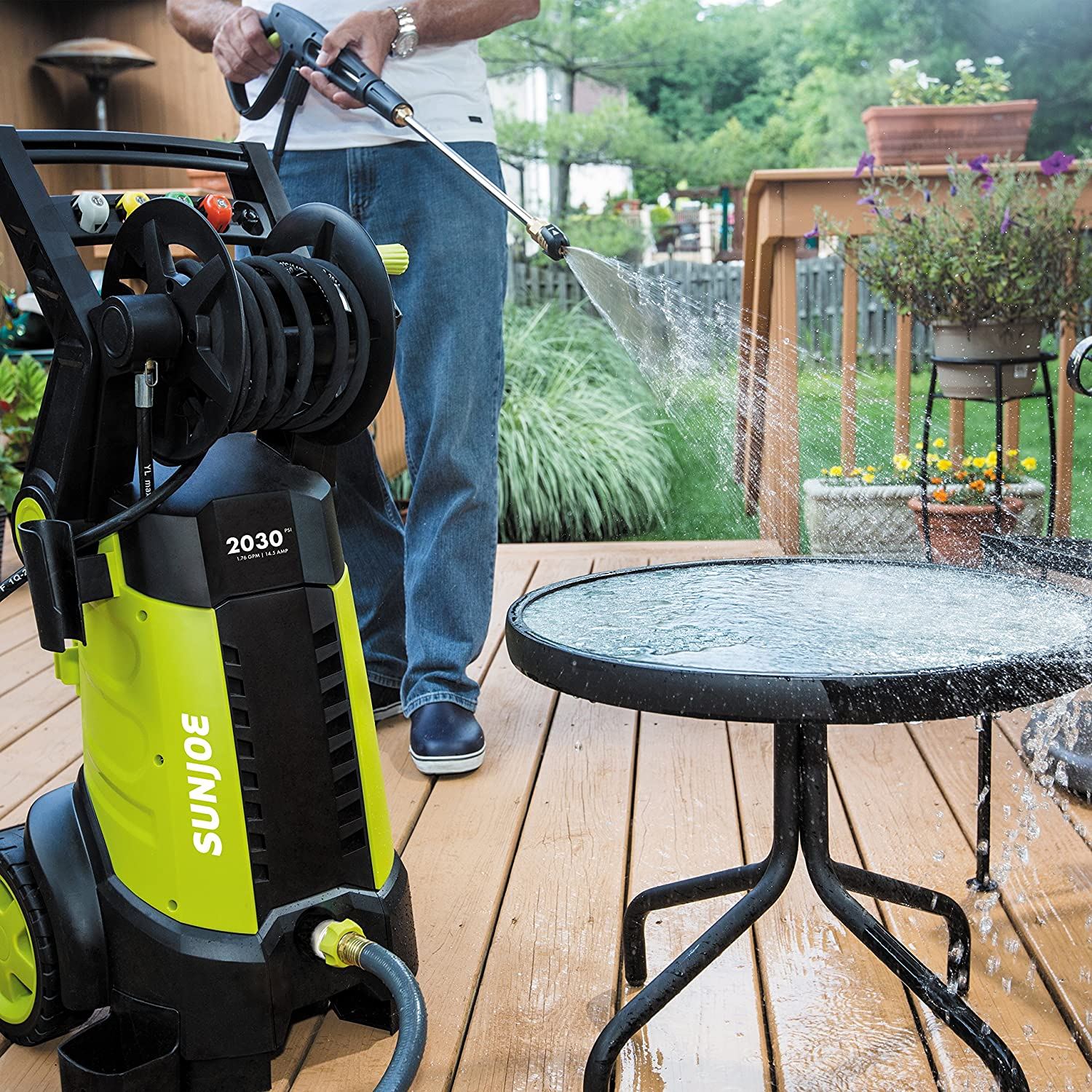 GPM 14.5 AMP Electric Pressure Washer with Hose Reel, Green