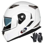 Flip up Full Face Motorcycle Helmet w/ Bluetooth, DOT Approved & Gloves / Medium