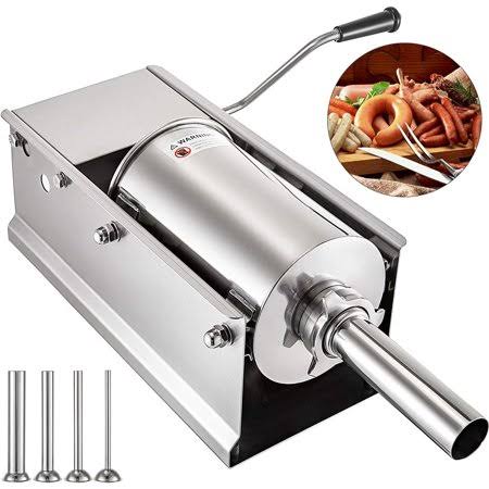 Vevor Horizontal Sausage Stuffer 5L/11Lbs Manual Sausage Maker with 5 Filling Nozzles Sausage Stuffing Machine for Home Co