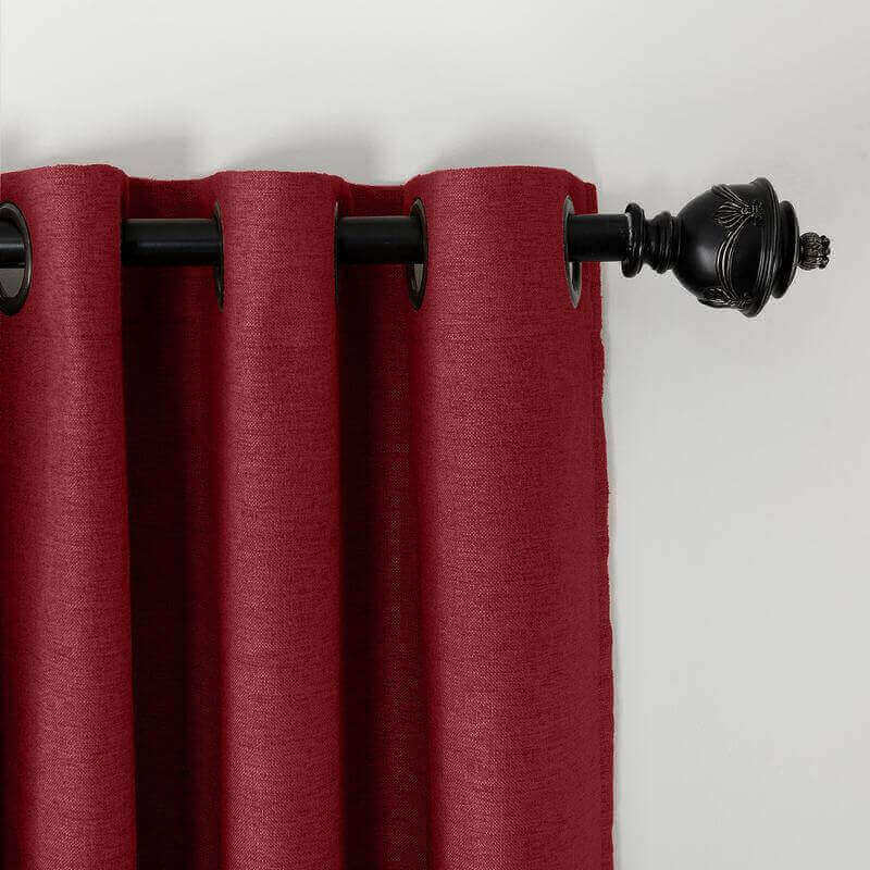 CUSTOM Olive Burgundy Luxury Textured Faux Linen Curtain