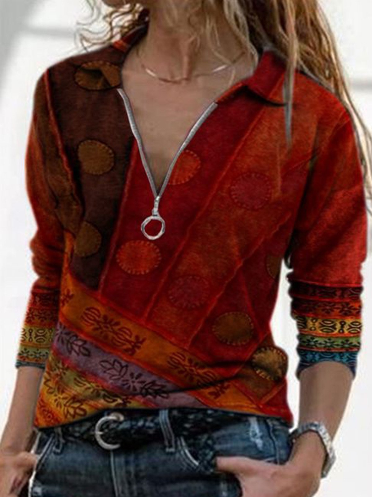 Sexy Long Sleeve Cotton-Blend Shirts & Tops