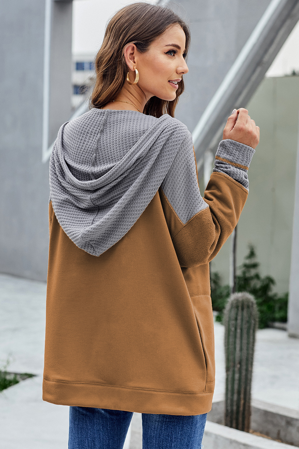 Khaki Contrast Hoodie