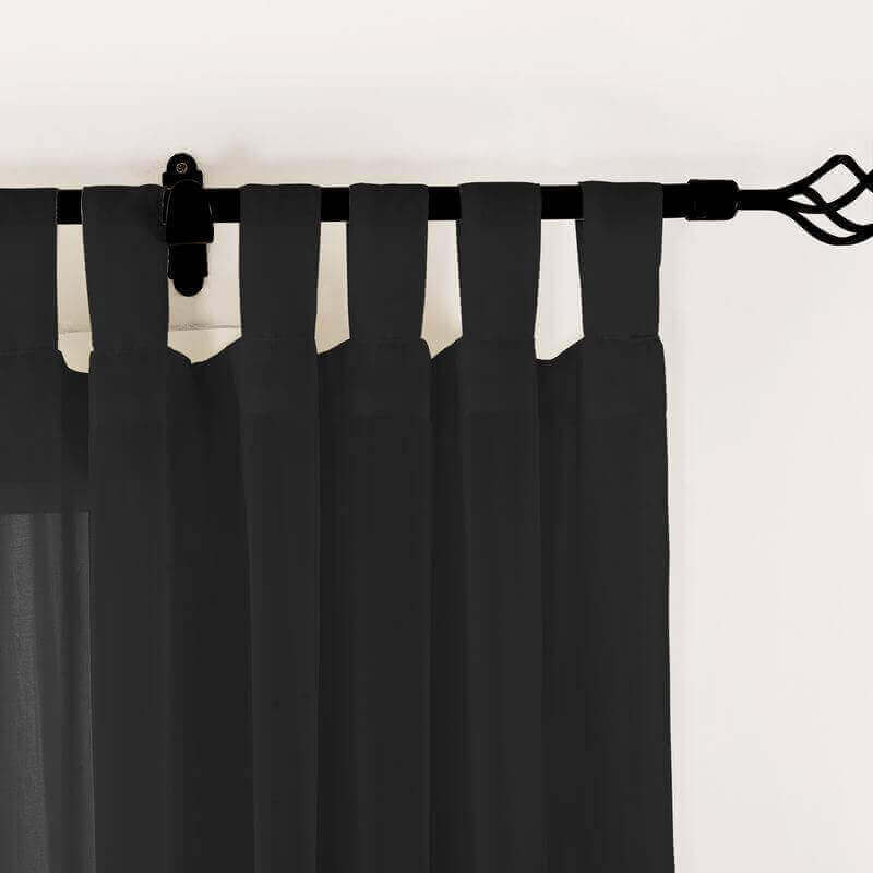 CUSTOM Scandina Black Indoor Outdoor Sheer Curtain Voile Drapery