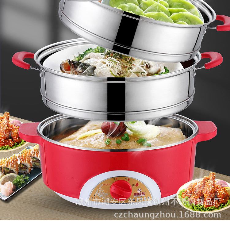 Stainless Steel Electric Food Steamer Pot Stainless  Pan Rice Bun Steamer Steam Cooker Instant
