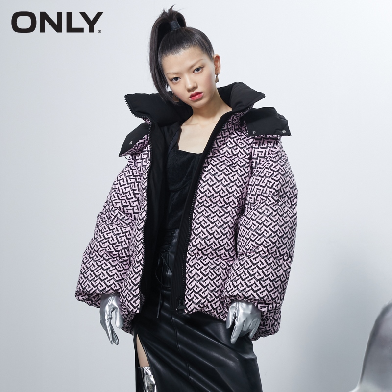 ONLY winter new full print loose short down jacket women | 121423066
