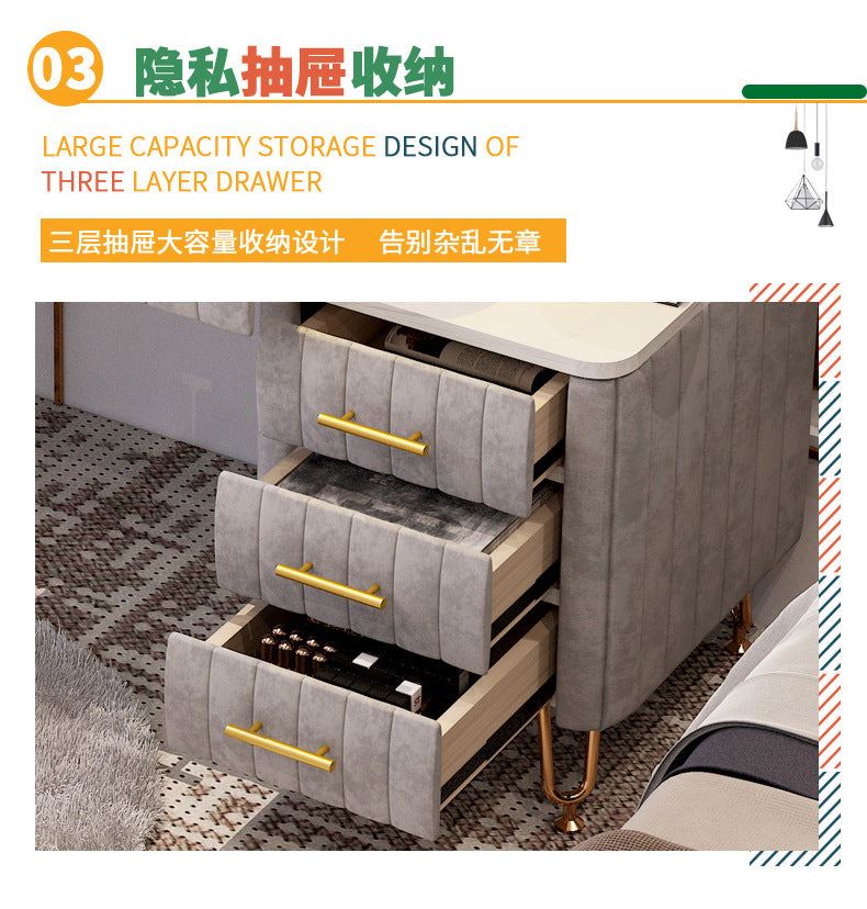 European Style Bedside Table Shelf Simple Modern Light Luxury Bedside