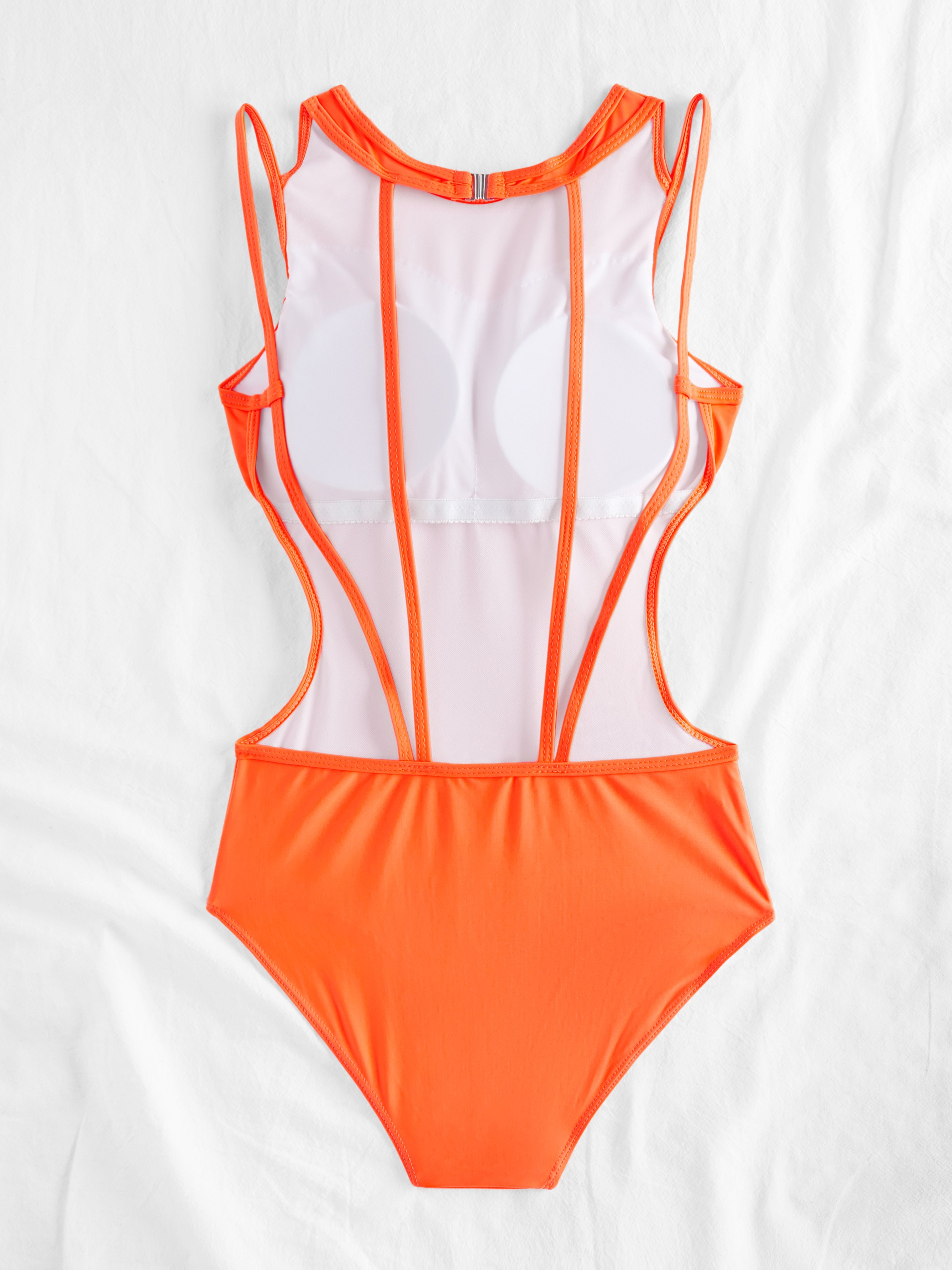 Solid Cutout One-Piece Swimwear