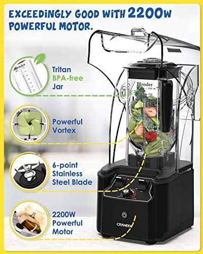 Quiet Shield Blender, High-Speed Countertop Blender with 2200W Base