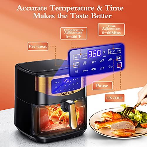 Electric Air Fryers, Digital Touch Screen, Upgraded Smart Cooking Programs