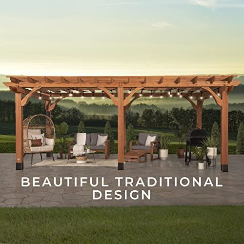 Backyard Discovery Beaumont 20 ft. x 12 ft. All Cedar Wooden Pergola