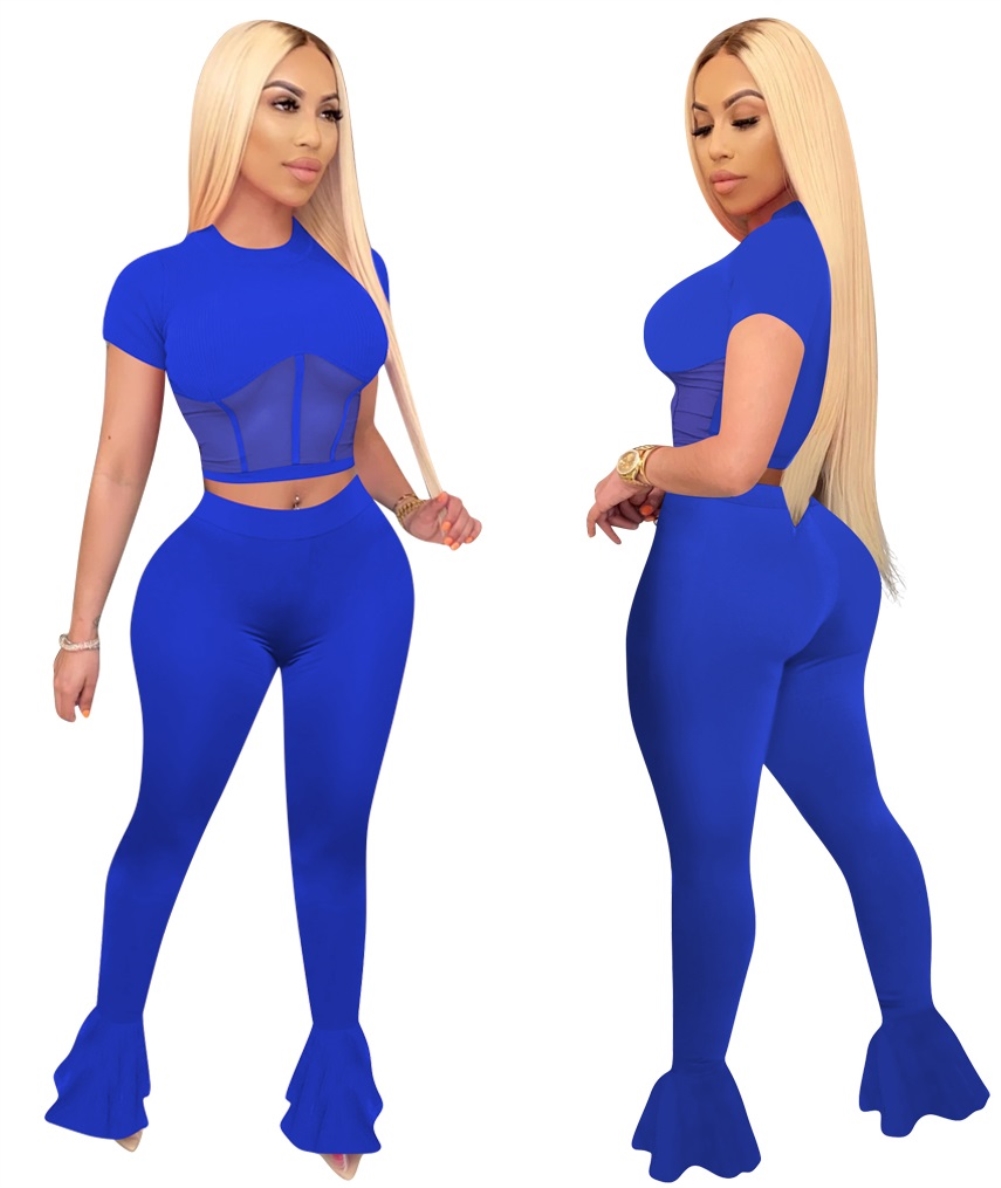 Summer Sexy Tight Crop Top and Flare Leggings