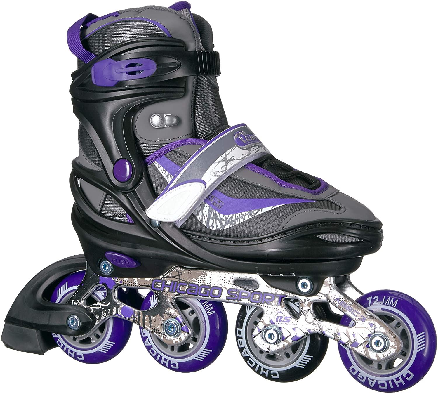 Chicago Adjustable Inline Skates, Purple/ Large (5-8)