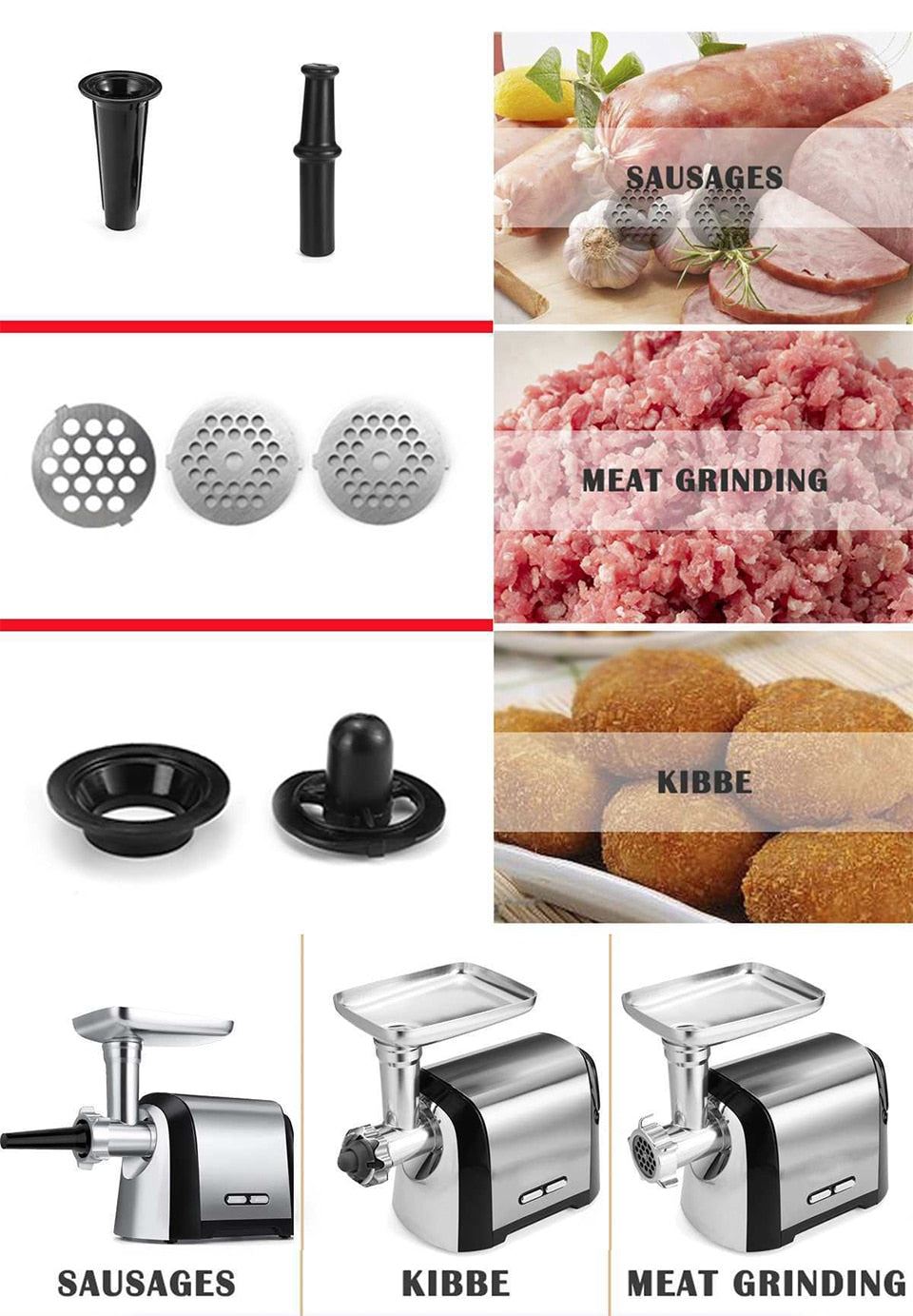 Electric Meat Mincer Machine Multifunction Meat Grinder with Knife parts Sausage Maker