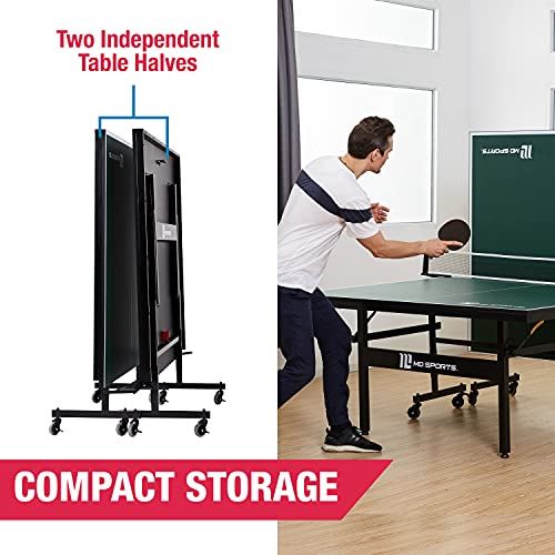 2-Piece 18mm Table Tennis Table, Green & White