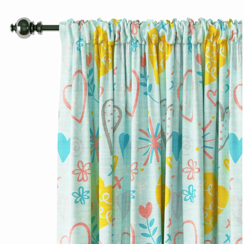 Kids Print Polyester Linen Curtain Drapery FINN