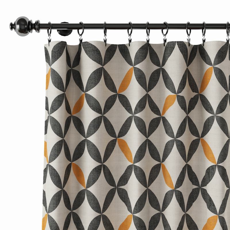 Geometric Print Polyester Linen Curtain Drapery SABRINA