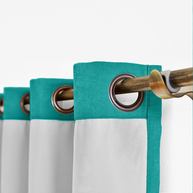 CUSTOM Kante Turquoise Polyester Cotton Drapery With Lining Curtains