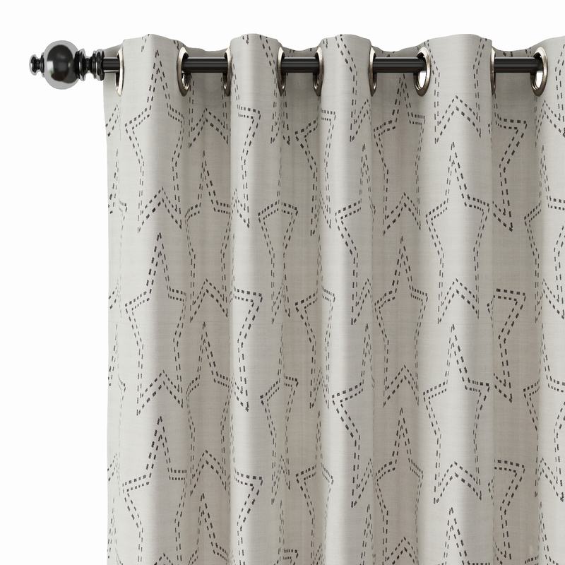 Geometric Print Polyester Linen Curtain Drapery BAOBEI