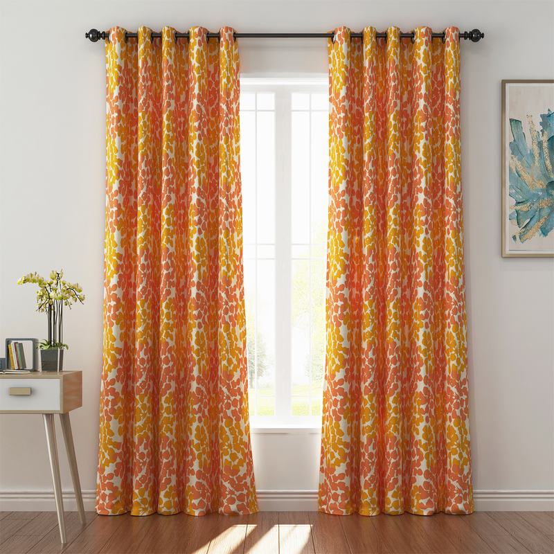 Abstract Print Polyester Linen Curtain Drapery ANNA