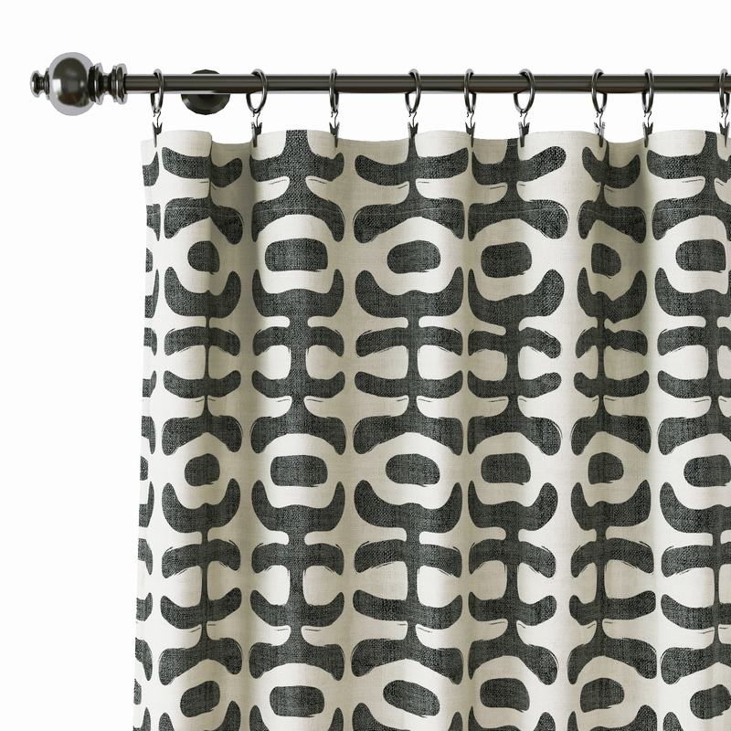Abstract Print Polyester Linen Curtain Drapery GRAPE