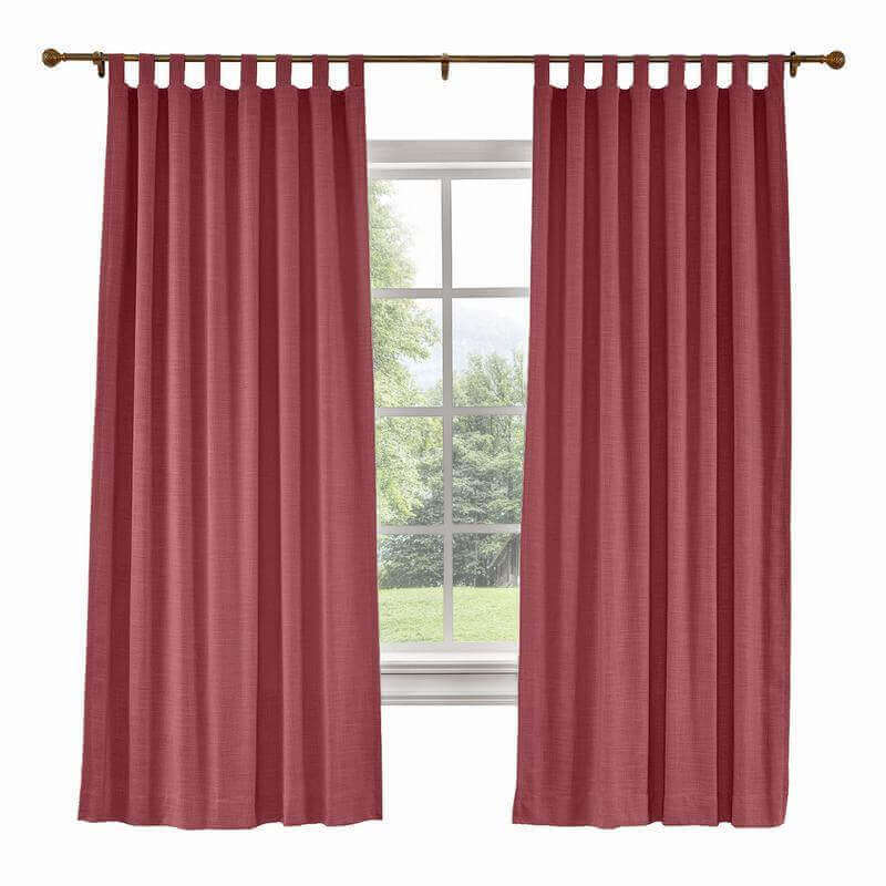CUSTOM Liz Red Wine Polyester Linen Curtain Drapery with Lined