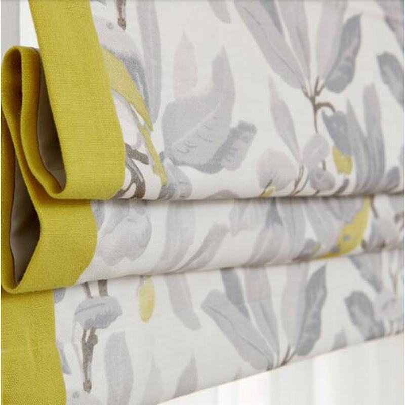 Print Polyester Roman Shade In Yellow