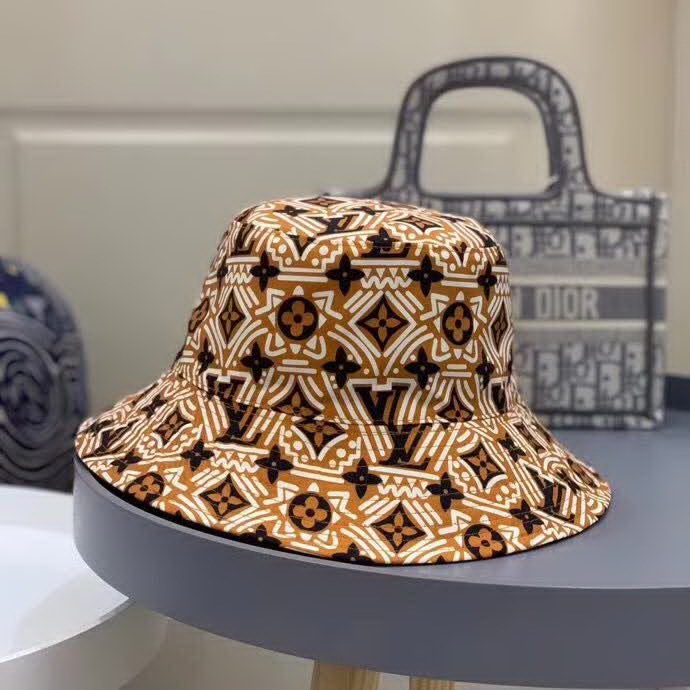 20冬季最新专柜款-路易威登LV2020火爆新款渔夫帽，双面定制！1:1开模订制，原版印花面料+老花皮