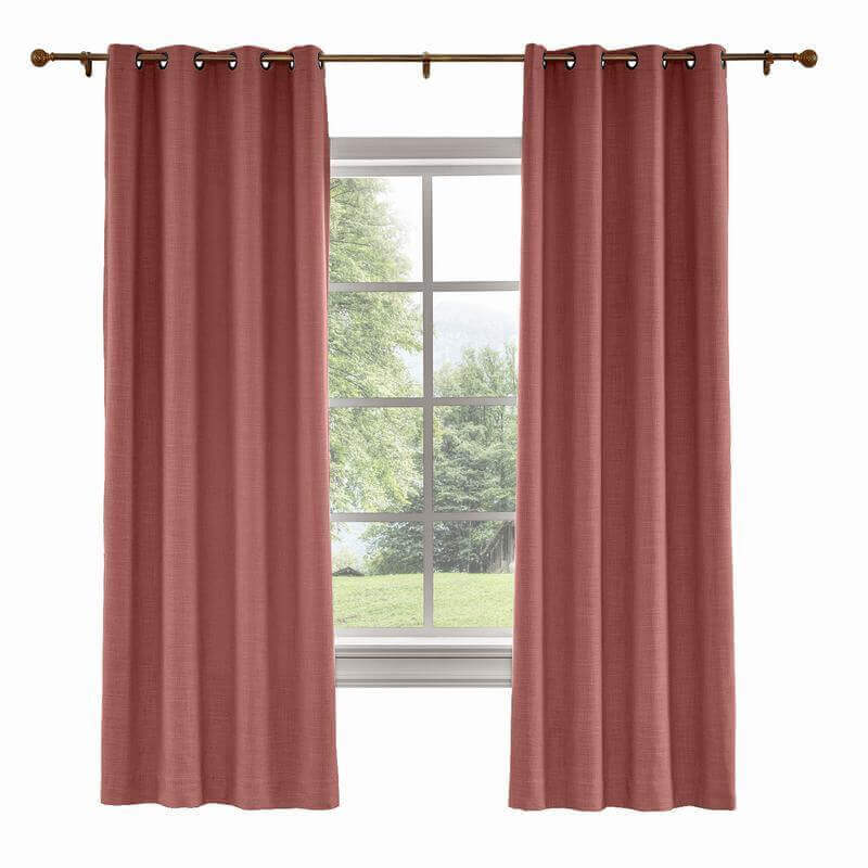 CUSTOM Liz Maroon Polyester Linen Curtain Drapery with Lined