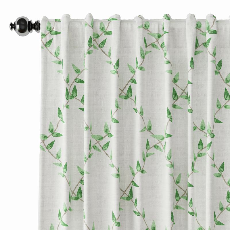 Nature Print Polyester Linen Curtain Drapery GARDEN