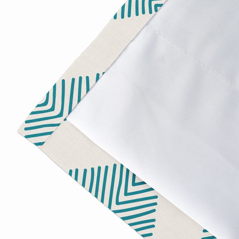 Geometric Print Polyester Linen Curtain Drapery with Privacy Blackout Thermal Lining COLIN