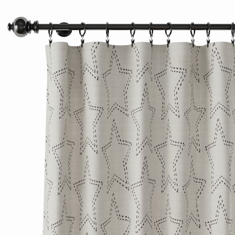 Geometric Print Polyester Linen Curtain Drapery BAOBEI