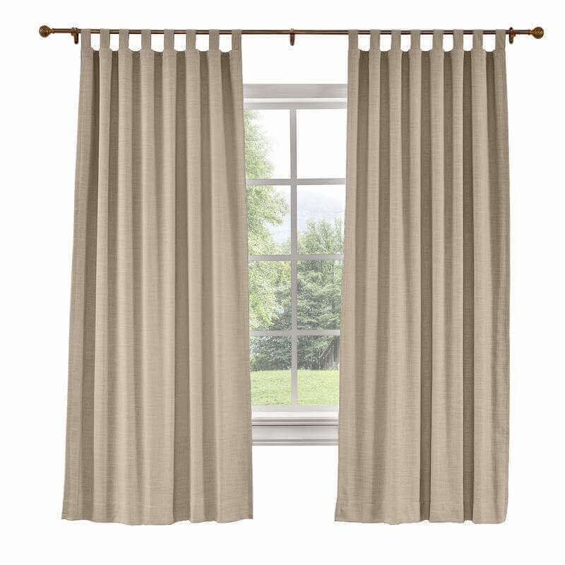 CUSTOM Liz Rosy Brown Polyester Linen Curtain Drapery with Lined