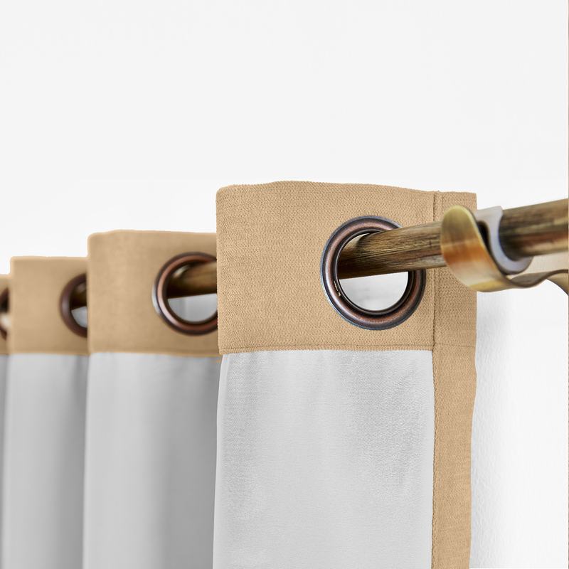 CUSTOM Kante Camel Polyester Cotton Drapery With Lining Curtains