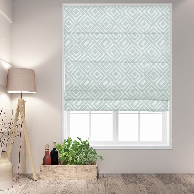 ATELIER Geometric Print Polyester Linen Roman Shade