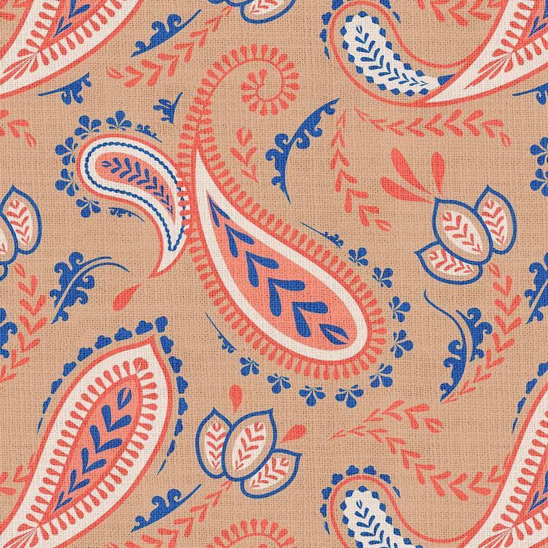 Paisley Curtain Polyester Linen Curtain Drapery with Privacy Blackout Thermal Lining ANITA