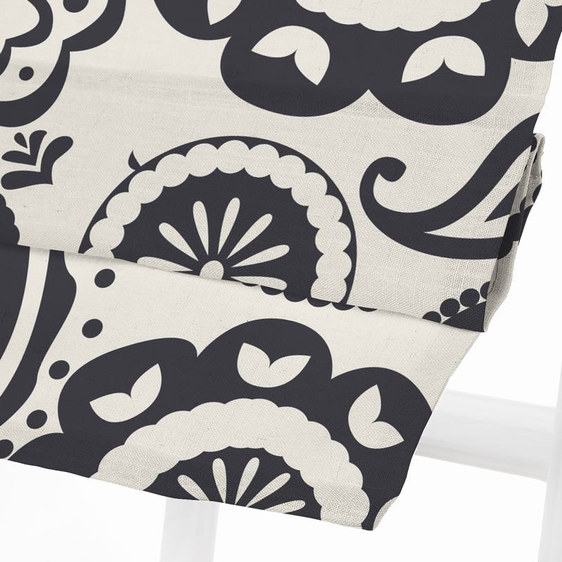 STELLA Paisley Print Polyester Linen Room Darkening Roman Shade