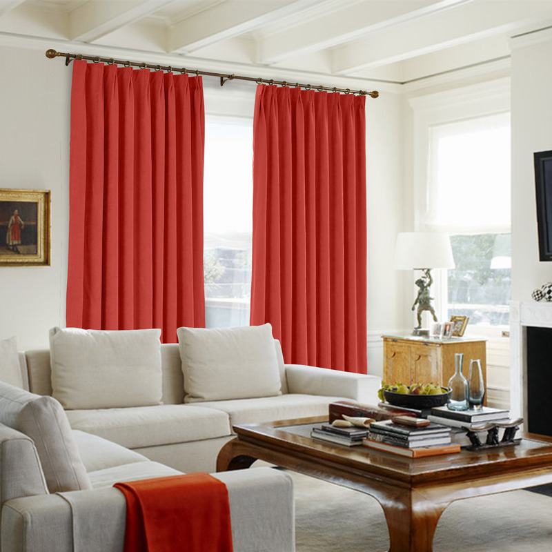 CUSTOM Kante Carnelian Polyester Cotton Drapery With Lining Curtains