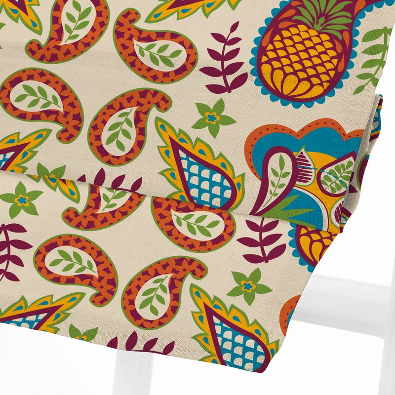 ABBY Paisley Print Polyester Linen Roman Shade