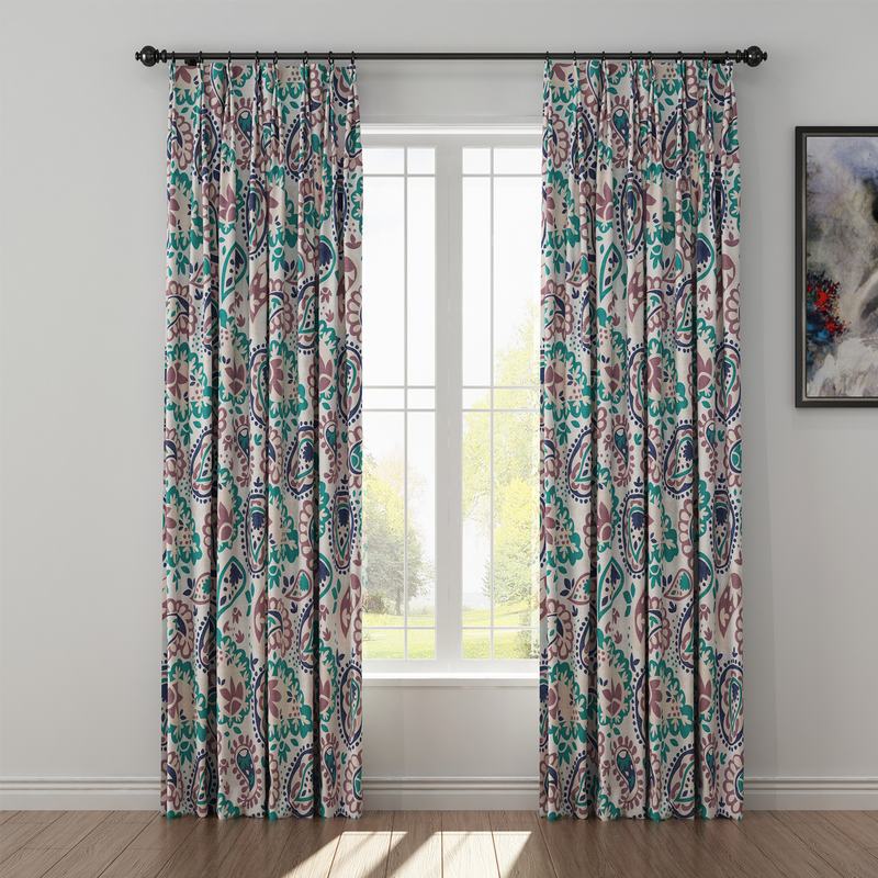 Paisleys Print Polyester Linen Curtain Drapery GEOMETRIC