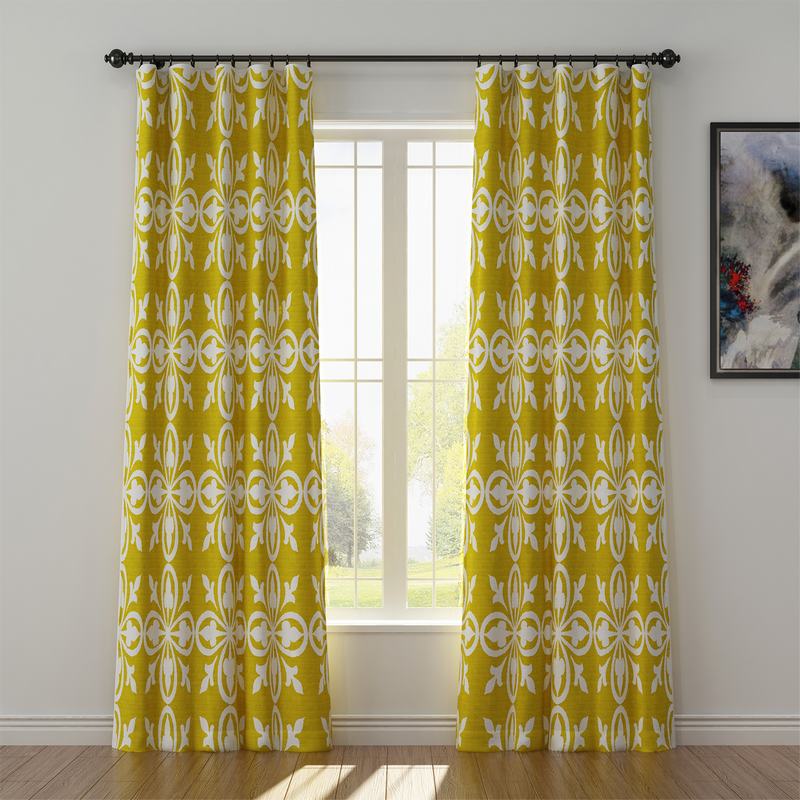 Abstract Print Polyester Linen Curtain Drapery YULAN