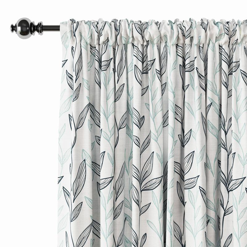 Nature Print Polyester Linen Curtain Drapery EZRA