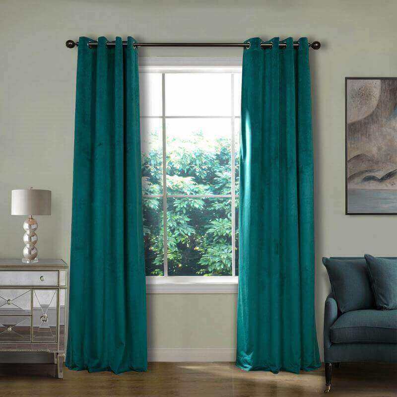 CUSTOM Birkin Everglade Teal Velvet Curtain Drapery With Lining For Traverse Rod Pole or Track