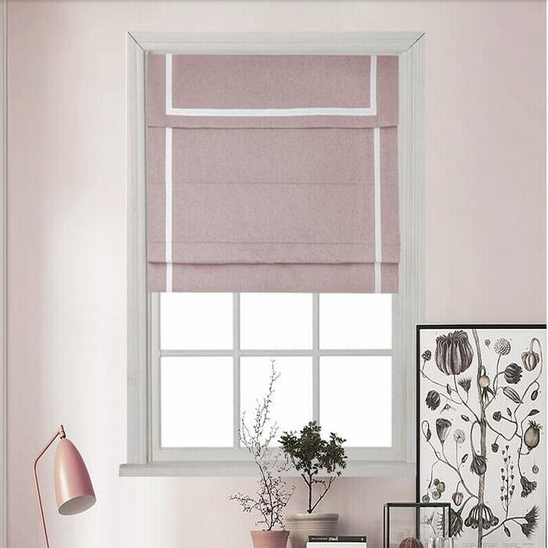 Stripe Print Polyester Roman Shade In Pink