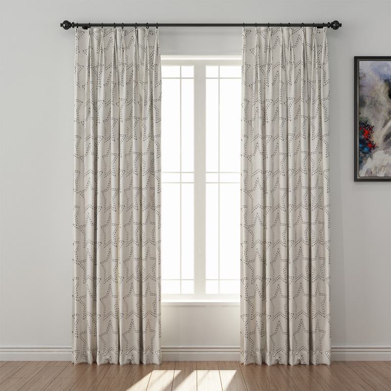 Geometric Print Polyester Linen Curtain Drapery BAOBEI