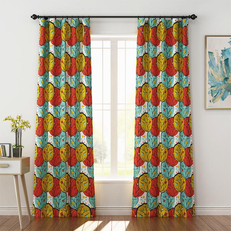 Abstract Print Polyester Linen Curtain Drapery ELOISE